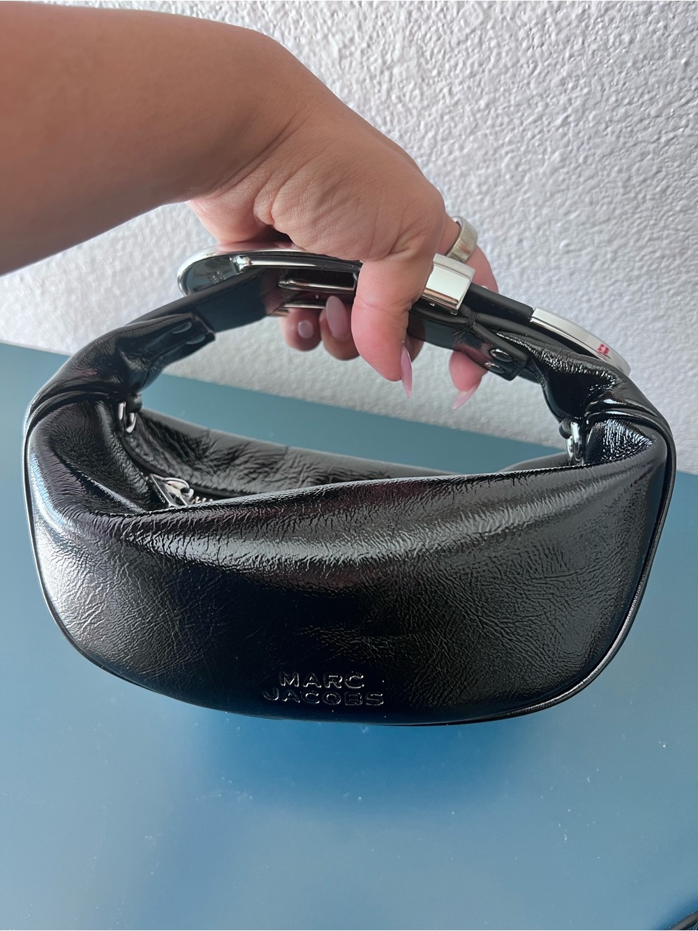 Marc Jacobs Black Patent Leather Belt Bag with Silver Hardware mini party bag - Picture 7 of 10
